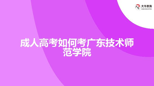 成人高考如何考廣東技術(shù)師范學院