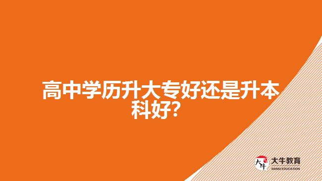 高中學(xué)歷升大專好還是升本科好？