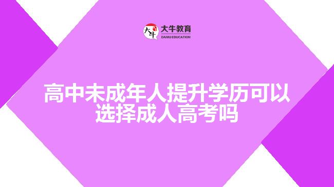 高中未成年人提升學(xué)歷可以選擇成人高考嗎