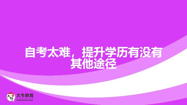 自考太難，提升學(xué)歷有沒有其他途徑