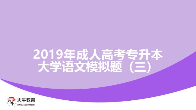 2019年成人高考專升本大學(xué)語文模擬題(三)