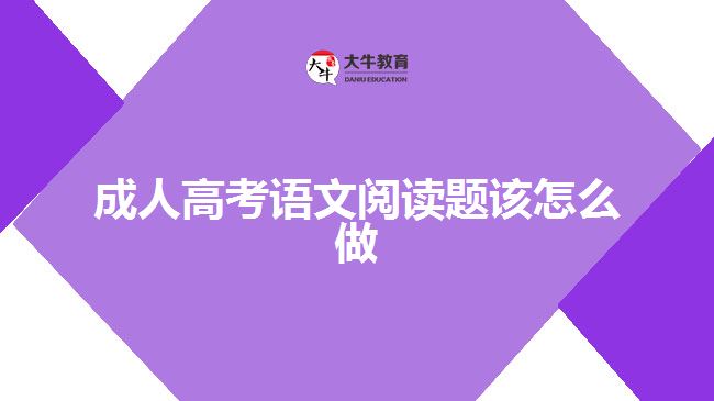 成人高考語文閱讀題該怎么做