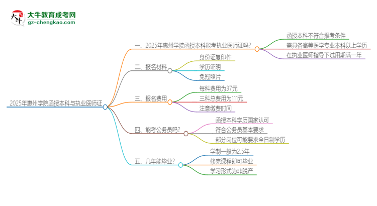 2025年惠州學(xué)院函授本科學(xué)歷能考執(zhí)業(yè)醫(yī)師證嗎？思維導(dǎo)圖