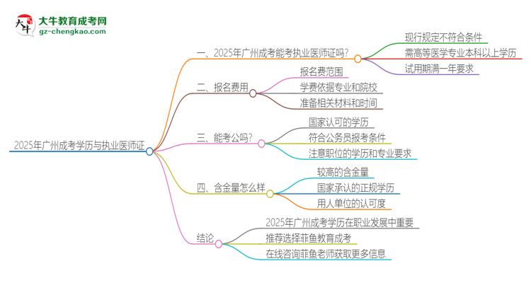 2025年廣州成考學(xué)歷也能考執(zhí)業(yè)醫(yī)師證嗎？思維導(dǎo)圖