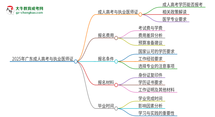 2025年廣東技術(shù)師范大學(xué)的成人高考學(xué)歷能報(bào)考執(zhí)業(yè)醫(yī)師證嗎？思維導(dǎo)圖