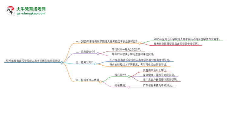 2025年星海音樂學(xué)院的成人高考學(xué)歷能報考執(zhí)業(yè)醫(yī)師證嗎？思維導(dǎo)圖