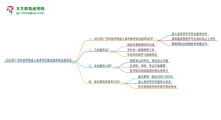 2025年廣東科技學(xué)院的成人高考學(xué)歷能報(bào)考執(zhí)業(yè)醫(yī)師證嗎？思維導(dǎo)圖