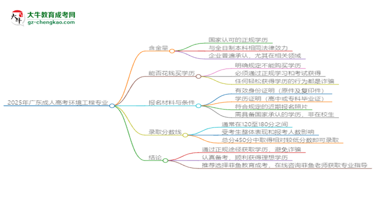 2025年廣東成人高考環(huán)境工程專業(yè)學歷花錢能買到嗎？思維導圖