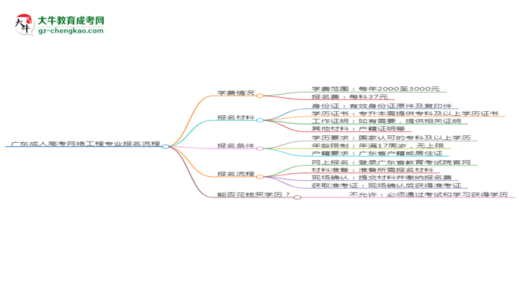 廣東成人高考網(wǎng)絡(luò)工程專業(yè)2025年報名流程思維導(dǎo)圖