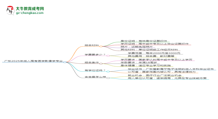 廣東2025年成人高考醫(yī)學影像學專業(yè)學歷能考公嗎？思維導圖