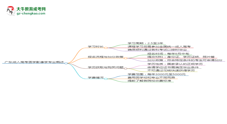 廣東成人高考醫(yī)學(xué)影像學(xué)專(zhuān)業(yè)需多久完成并拿證？（2025年新）思維導(dǎo)圖