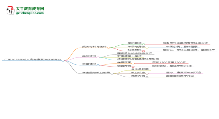 廣東2025年成人高考康復(fù)治療學(xué)專業(yè)學(xué)歷能考公嗎？思維導(dǎo)圖