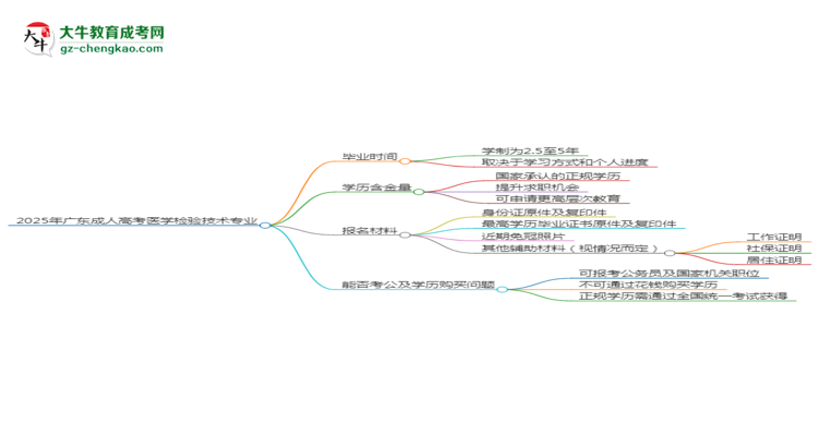 2025年廣東成人高考醫(yī)學(xué)檢驗技術(shù)專業(yè)報名材料需要什么？思維導(dǎo)圖