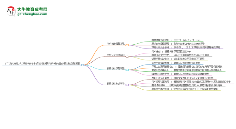 廣東成人高考針灸推拿學(xué)專(zhuān)業(yè)2025年報(bào)名流程思維導(dǎo)圖