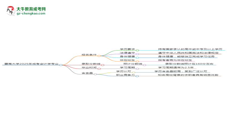 暨南大學(xué)2025年成考會(huì)計(jì)學(xué)專業(yè)報(bào)考條件是什么思維導(dǎo)圖