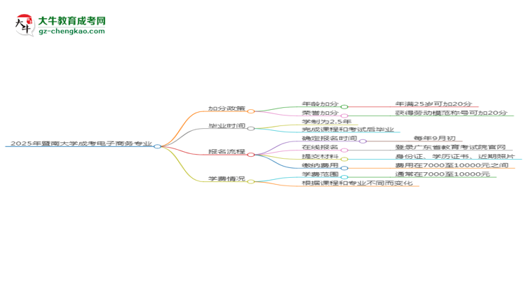 2025年暨南大學成考電子商務(wù)專業(yè)最新加分政策及條件思維導圖