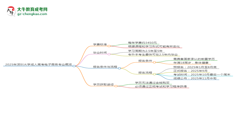 2025年深圳大學(xué)成考電子商務(wù)專業(yè)最新學(xué)費(fèi)標(biāo)準(zhǔn)多少思維導(dǎo)圖