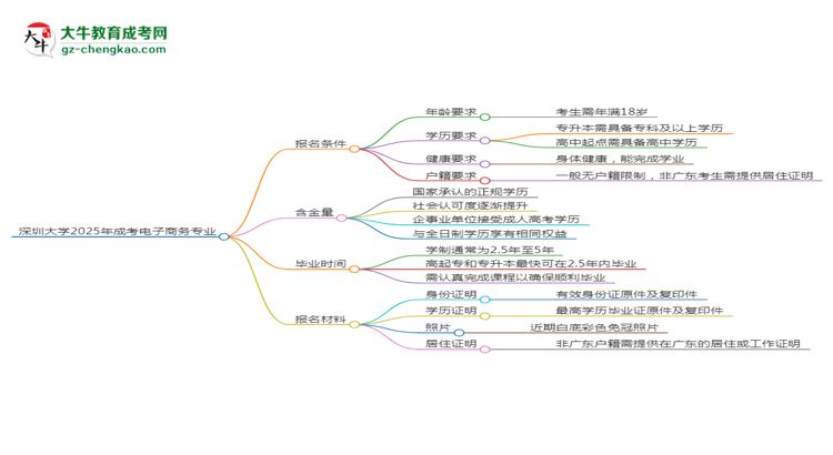 深圳大學(xué)2025年成考電子商務(wù)專業(yè)報考條件是什么思維導(dǎo)圖