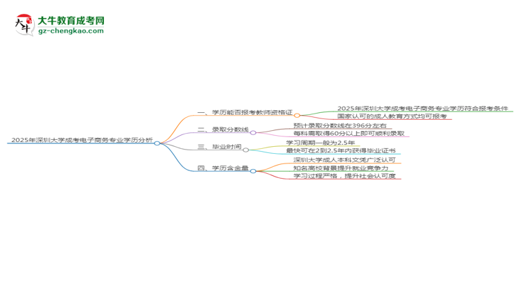 2025年深圳大學(xué)成考電子商務(wù)專(zhuān)業(yè)學(xué)歷能報(bào)考教資嗎？思維導(dǎo)圖