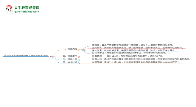 深圳大學(xué)成考電子信息工程專業(yè)2025年報名流程思維導(dǎo)圖