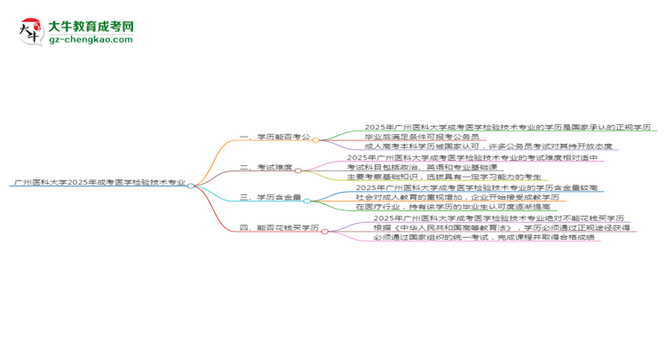 廣州醫(yī)科大學(xué)2025年成考醫(yī)學(xué)檢驗(yàn)技術(shù)專業(yè)學(xué)歷能考公嗎？思維導(dǎo)圖