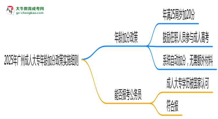 2025年廣州成人大專年齡加分政策實施細(xì)則思維導(dǎo)圖