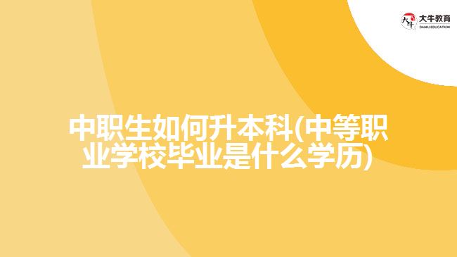 中職生如何升本科(中等職業(yè)學(xué)校畢業(yè)是什么學(xué)歷)