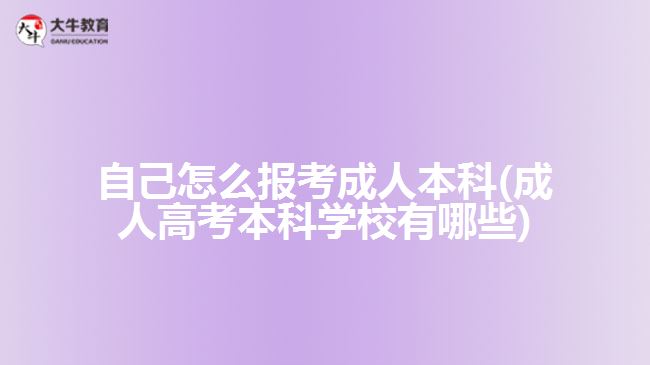 自己怎么報考成人本科(成人高考本科學校有哪些)