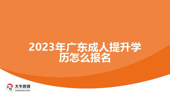 2023年廣東成人提升學(xué)歷怎么報名