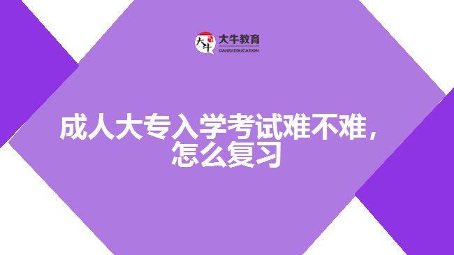 成人大專入學考試難不難怎么復習