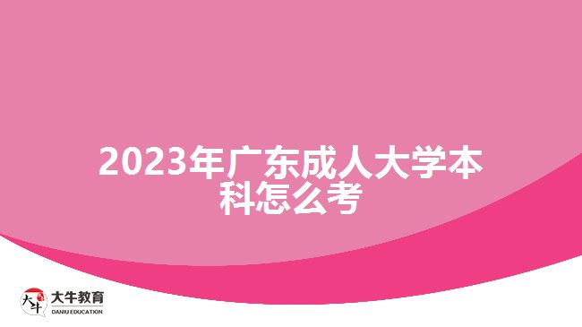 2023年廣東成人大學(xué)本科怎么考