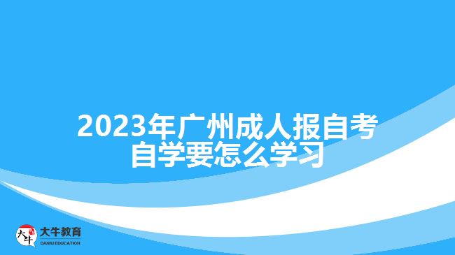 2023年廣州成人報自考自學要怎么學習