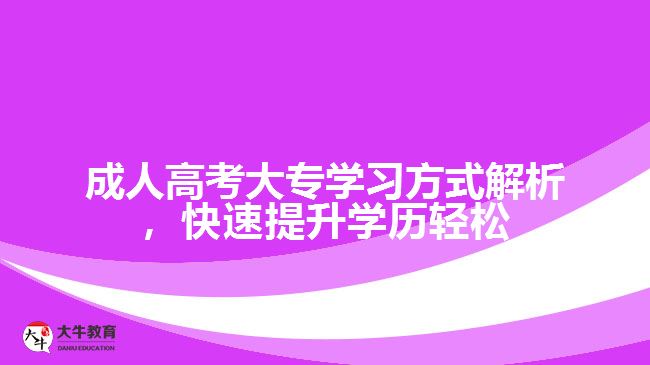 成人高考大專學(xué)習(xí)方式解析，快速提升學(xué)歷輕松成才