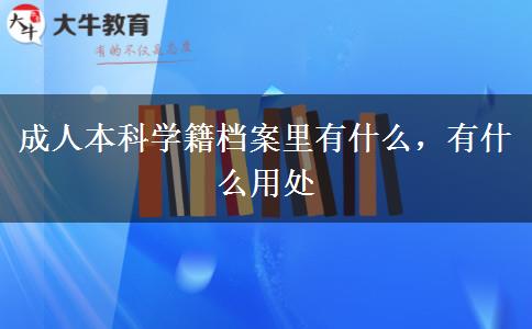 成人本科學(xué)籍檔案里有什么，有什么用處