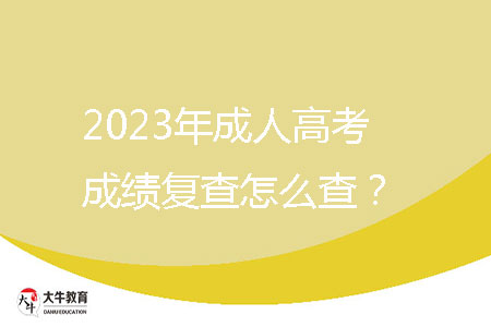 2023年成人高考成績復(fù)查怎么查？