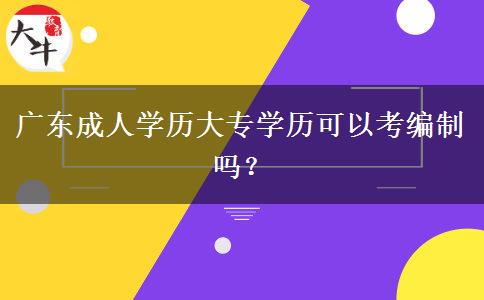 廣東成人學(xué)歷大專學(xué)歷可以考編制嗎？