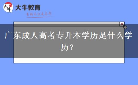 廣東成人高考專升本學(xué)歷是什么學(xué)歷？