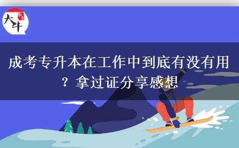 成考專升本在工作中到底有沒(méi)有用？拿過(guò)證分享感想