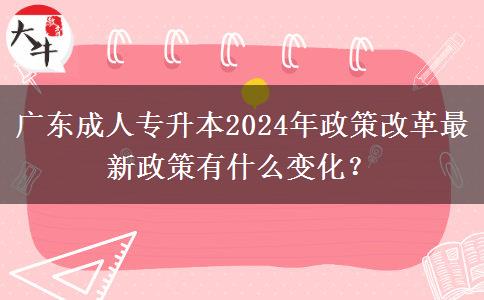 廣東成人專升本2024年政策改革最新政策有什么變化？