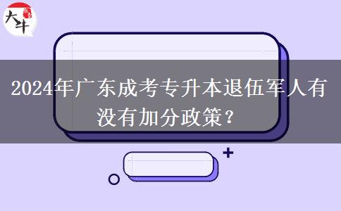 2024年廣東成考專(zhuān)升本退伍軍人有沒(méi)有加分政策？