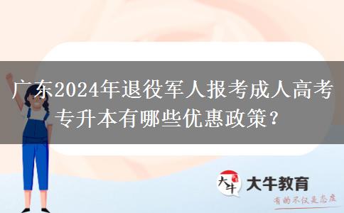 廣東2024年退役軍人報考成人高考專升本有哪些優(yōu)惠政策？