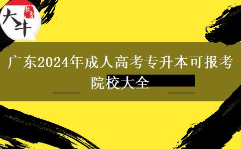 廣東2024年成人高考專升本可報(bào)考院校大全