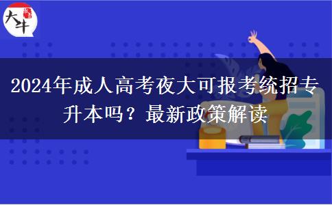 2024年成人高考夜大可報(bào)考統(tǒng)招專升本嗎？最新政策解讀