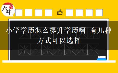 小學(xué)學(xué)歷怎么提升學(xué)歷啊 有幾種方式可以選擇