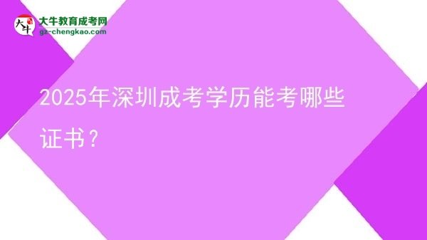 【答疑】2025年深圳成考學(xué)歷能考哪些證書(shū)？